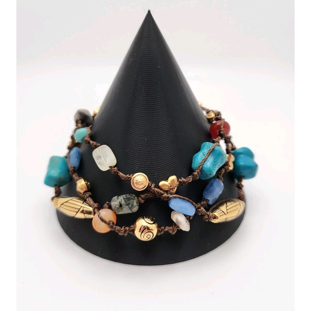 Brighton Nile Sunset Bracelet Multi Strand Turquoise Color Beads Goldtone w/ Bag